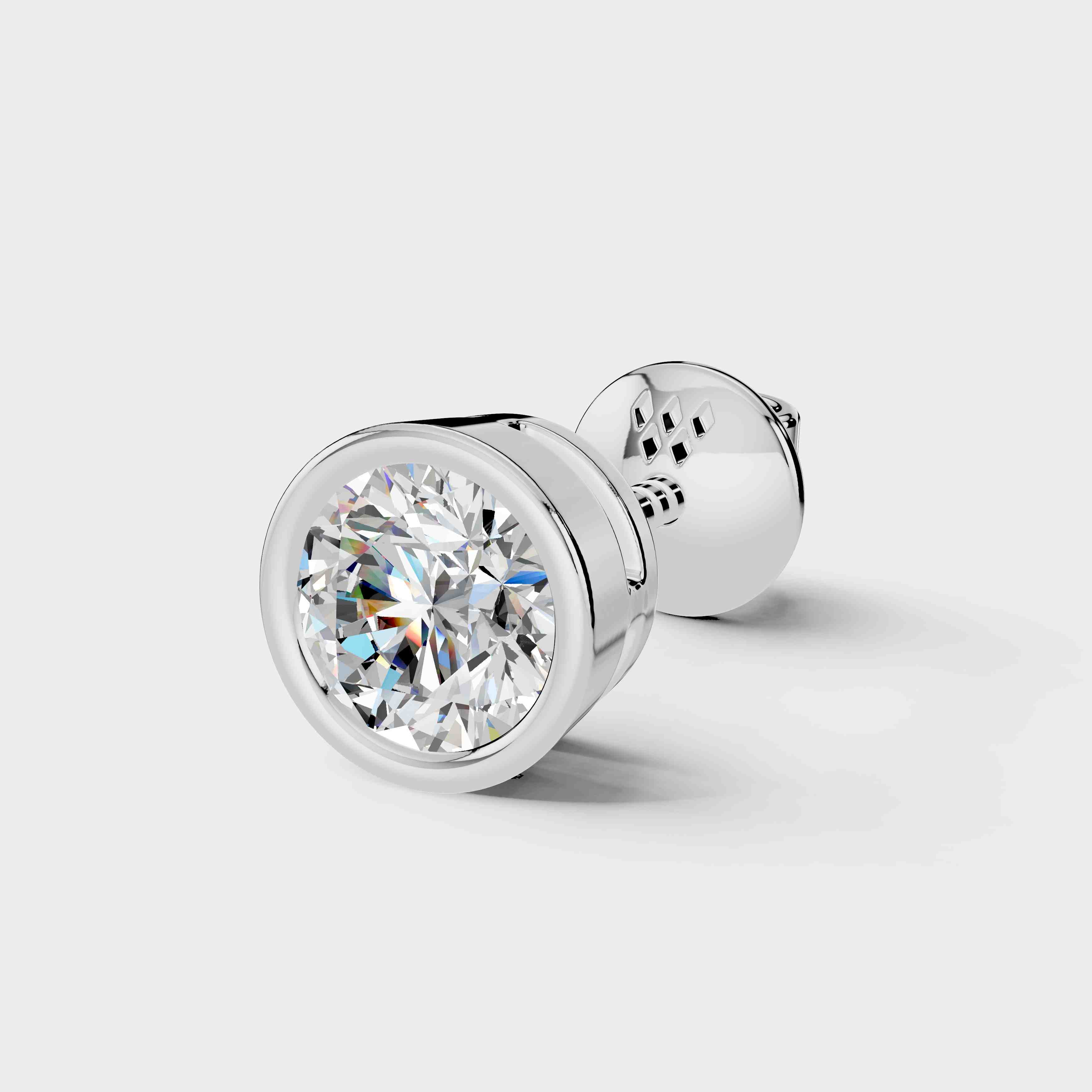Round Diamond Bezel Stud Earring